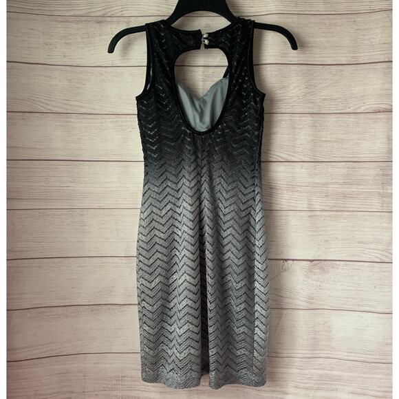Emerald Sundae Black Gray Chevron Lace Formal Dress Ombre Bodycon Keyhole Size S - Picture 4 of 16